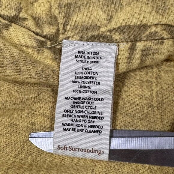 Soft Surroundings Embroidered Jacket Sz. XL Mustard Floral Artsy Lagenlook Boho - Picture 9 of 11